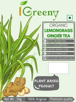 iGreeny organic Lemongrass Ginger Tea 50g – Immunity Booster and Weight Management Hair & Skin Pure Herb Caffeine Free Detox Tea …